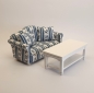 Mobile Preview: Puppenhaus Sofa blau / weiß