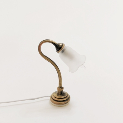 12V Tischlampe antik mit Tulpenschim