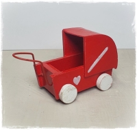 Puppenwagen aus Holz rot
