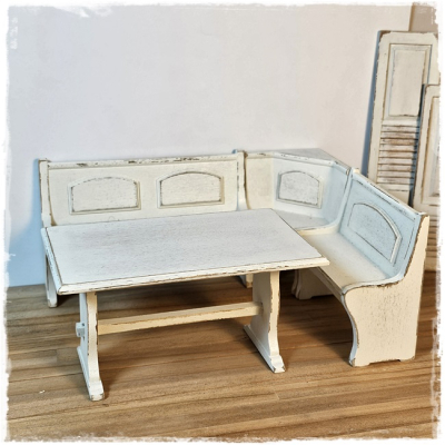 Eckbank mit Esstisch weiss