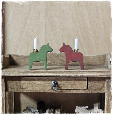 Preview: Dalapferd mit Kerze rot