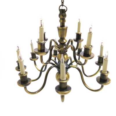 Puppenhaus Bronze Tisch Lampe Mit Mehrfarbig Lampion 12V Elektrische Beleuchtung 