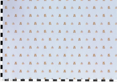 Dollshouse wallpaper Blocks And Bears Blue