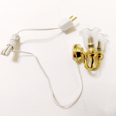 12V Wandlampe mit Tulpenschirmchen 2-armig