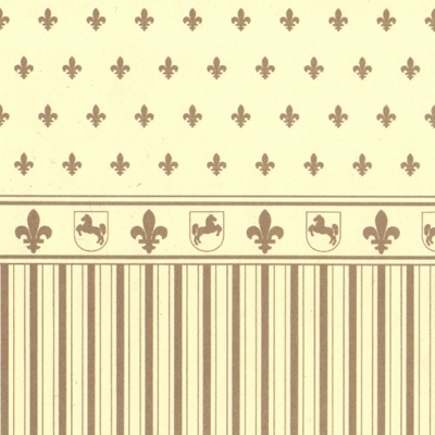 Dollshouse wallpaper with lilies and stripes