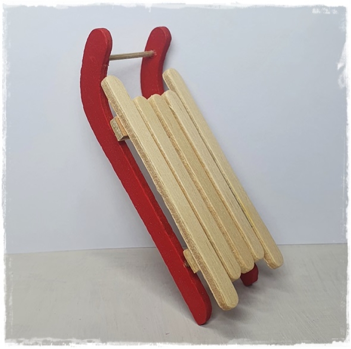 Wooden sledge red wood