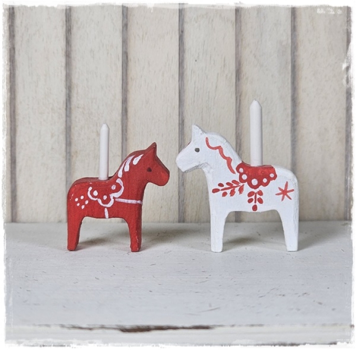 Dala horse small with candle