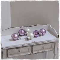 Glas Christbaumkugeln groß lila / weiss