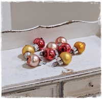 Glas Christbaumkugeln klein rosa / rot / gold